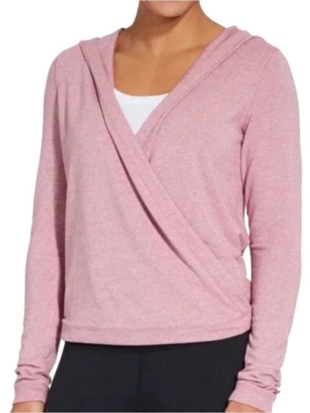 NWT CALIA by Carrie Underwood Large Effortless Wrap Mauve Pink Hooded Top